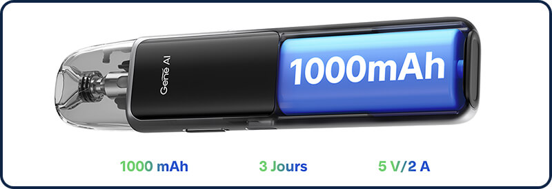 Jusqu'à 3 jours de vape par recharge sur l'Argus G2