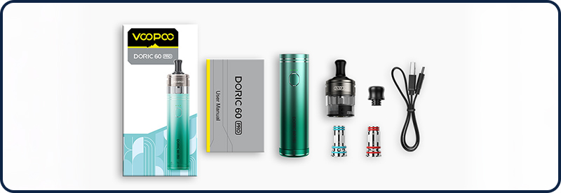 Composition du kit Doric 60 Pro, disponible sur E-Liquide-Fr !