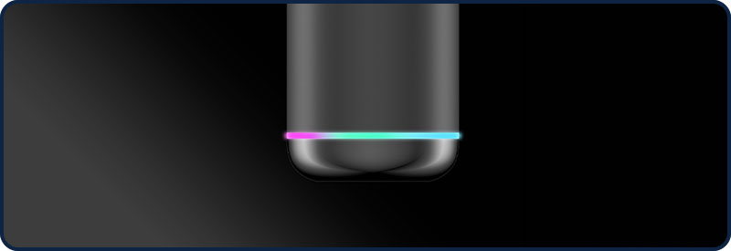 Une led 360° pour informer du niveau de batterie et du réglage utilisé.