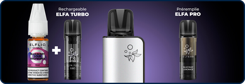 Elfa Master compatible pod rechargeable Elfa Turbo et capsules pr&eacute;remplies Elfa Pro