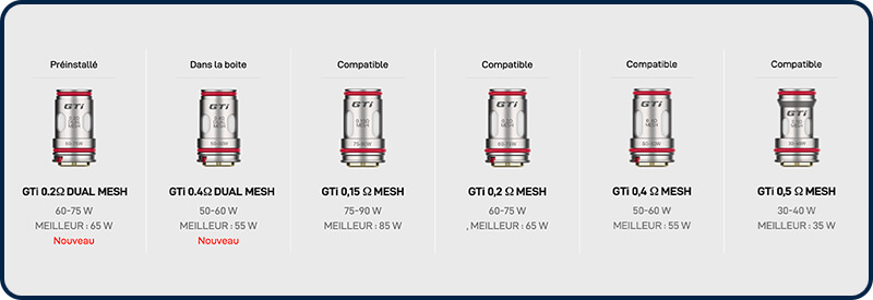 La liste des compatibilit&eacute; r&eacute;sistance de l'Armour Ultra Vaporesso