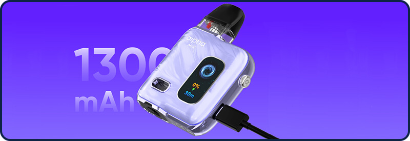 La batterie de 1300 mAh de l'Alpha Mix